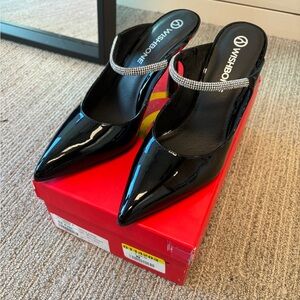 Brand new, never worn patent Wishbone jewelled band pumps